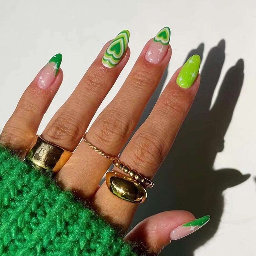 green heart nails