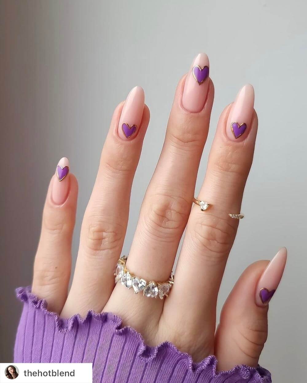 lilac heart nails