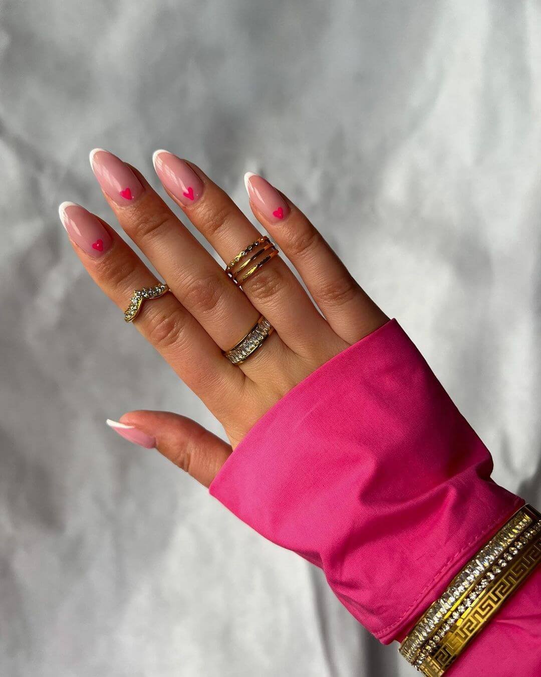 Pink valentine nails