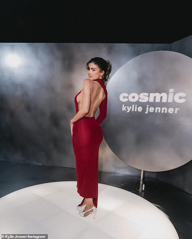 'Out of this world,' she captioned the slideshow. 'Looooved this glam last night celebrating the launch of COSMIC'