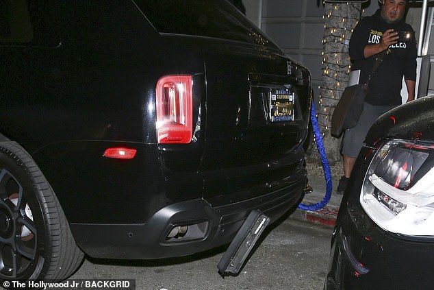 The bump left Kylie's license plate stuck on the bumper of the Rolls Royce, which Kris bought back in 2021