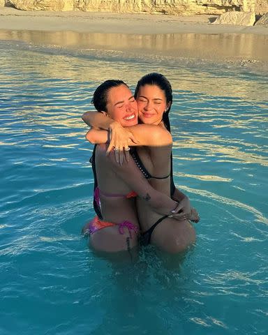 <p>Kylie Jenner/Instagram</p> Anastasia Karanikolaou and Kylie Jenner in Turks and Caicos April 2024.