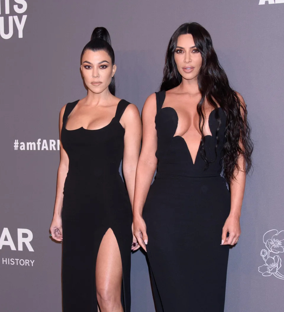 Kourtney Kardashian, Kim Kardashian at arrivals for amfAR New York Gala, Cipriani Wall Street, New York, NY February 6, 2019. Photo By: RCF/Everett Collection