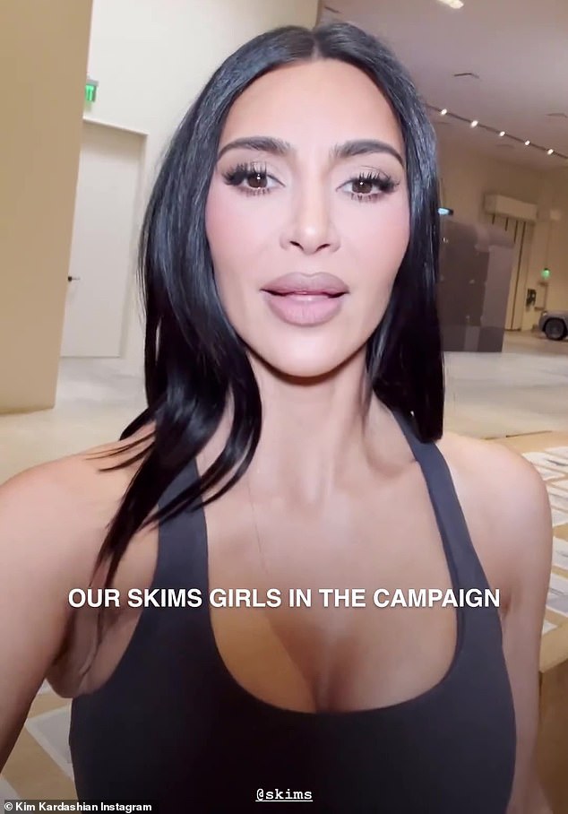 Usually Kim is heavily made up with black eyeliner, contouring and thick lipstick like she was here for SKIMS