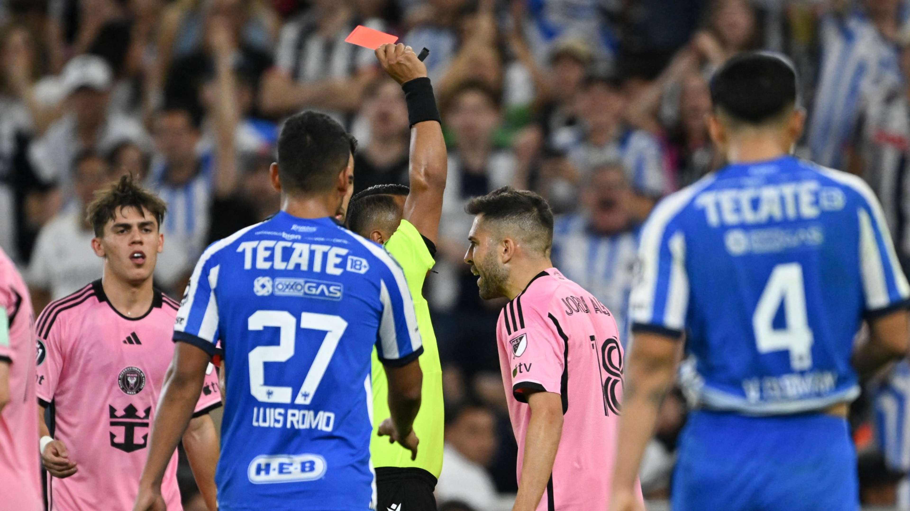 Jordi Alba red card Inter Miami CF Monterrey Champions Cup