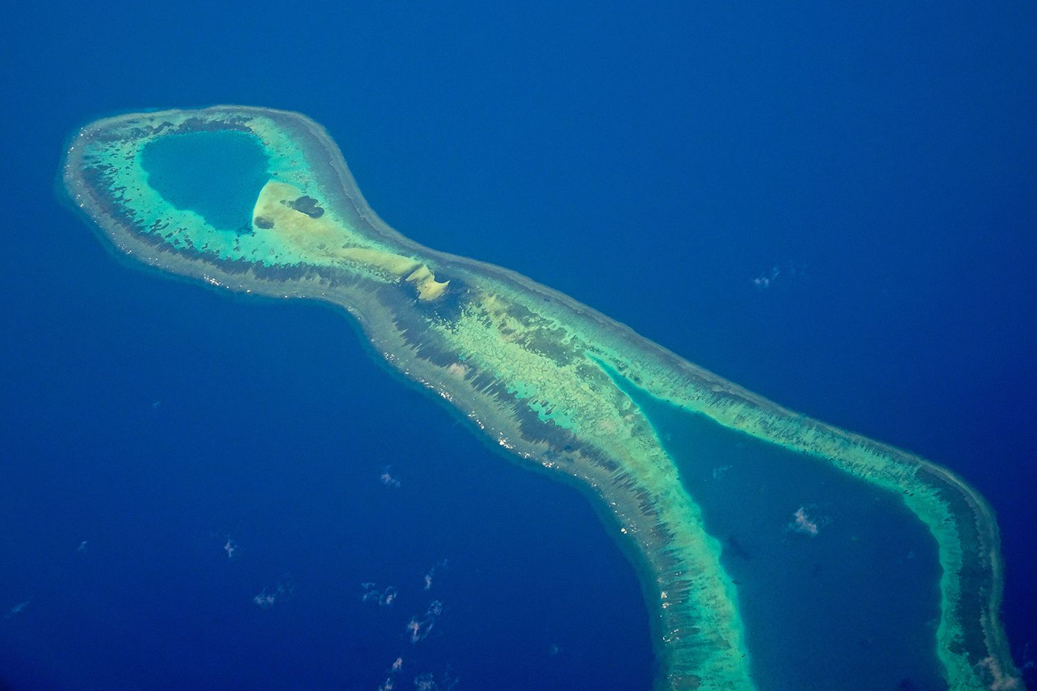 aerial view of Commodore Reef in Spratly Islands in the South China Sea