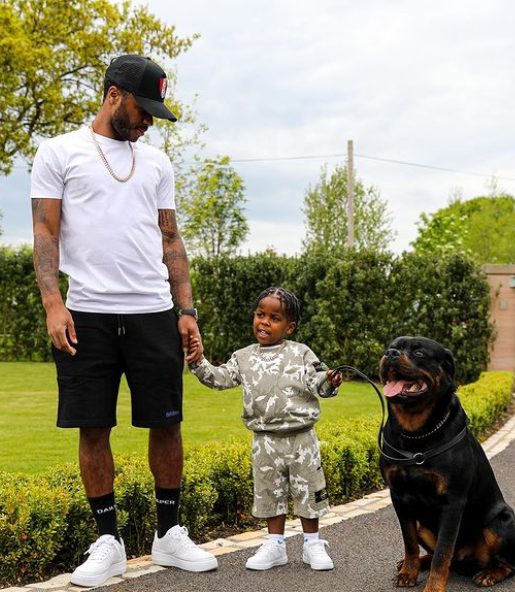 Raheem Sterling with his ex girlfriend son and pet dog