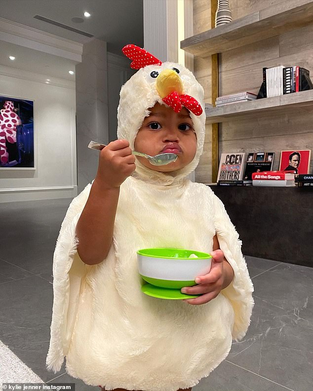 Too cute! Earlier on Sunday, the faux billionaire shared some sweet photos of her daughter Stormi dressed up in a cute chicken costume