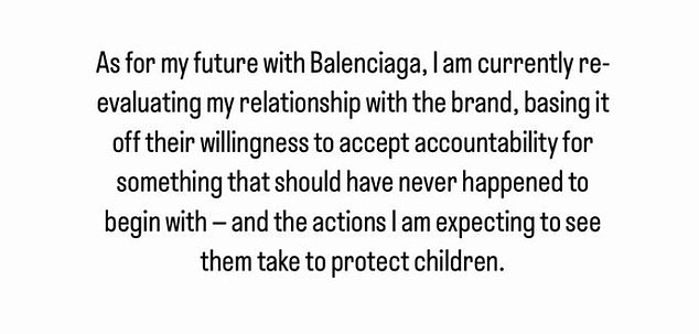 At the time, Kim said she was reconsidering her relationship with the fashion brand but had not yet many any firm decisions