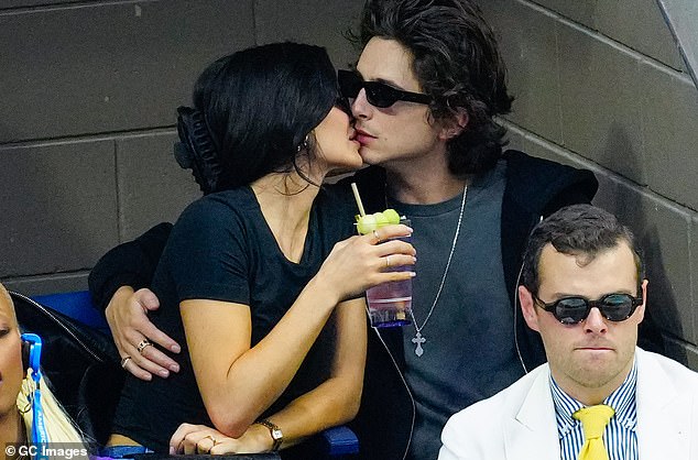Kissing Kylie in a corner: Jenner has been romancing the Beautiful Boy actor since the beginning of this year.T he pair were spotted side by side at the U.S. Open in New York over the weekend where they smooched as she held onto a drink