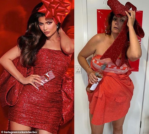 In December, Celeste (right) famously took a dig at Kylie Jenner's (left) Christmas Instagram post, after the socialite uploaded photo of herself wearing a glittery red dress and oversized bow fascinator