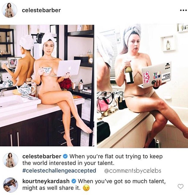 While neither Kendall nor Kylie have responded to Celeste's take-downs, their half-sister Kourtney Kardashian (left) had no qualms calling her out back in March 2019
