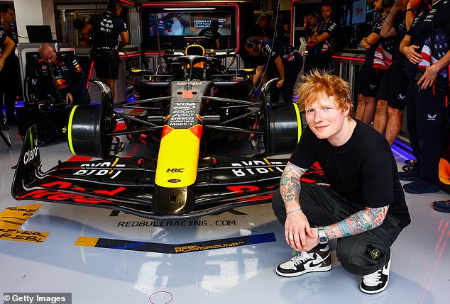 Ed Sheeran also attended the Sprint Qualifying event rocking a plain black T-shirt and dark green cargo pants