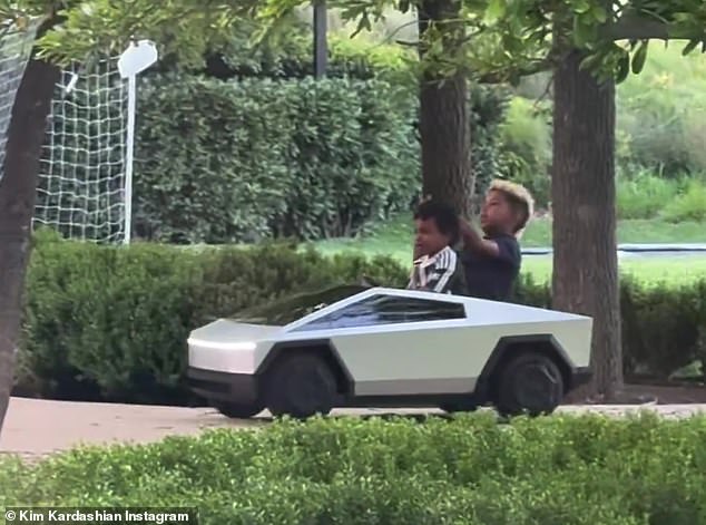 Psalm took older brother Saint for a ride on the grounds of Kim's $60M Hidden Hills estate