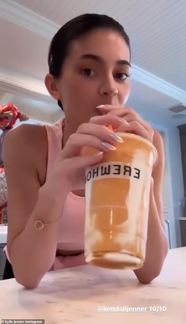 Earlier this month, the mother-of-two jumped to her Instagram account as she filmed herself tasting the $23 smoothie and gave a perfect '10/10' rating