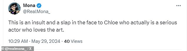 But Twitter users took offense on behalf of Chloe - who received an Oscar nod for the 2000 film Boys Don't Cry - as they slammed the decision to even have Kim appear on the series