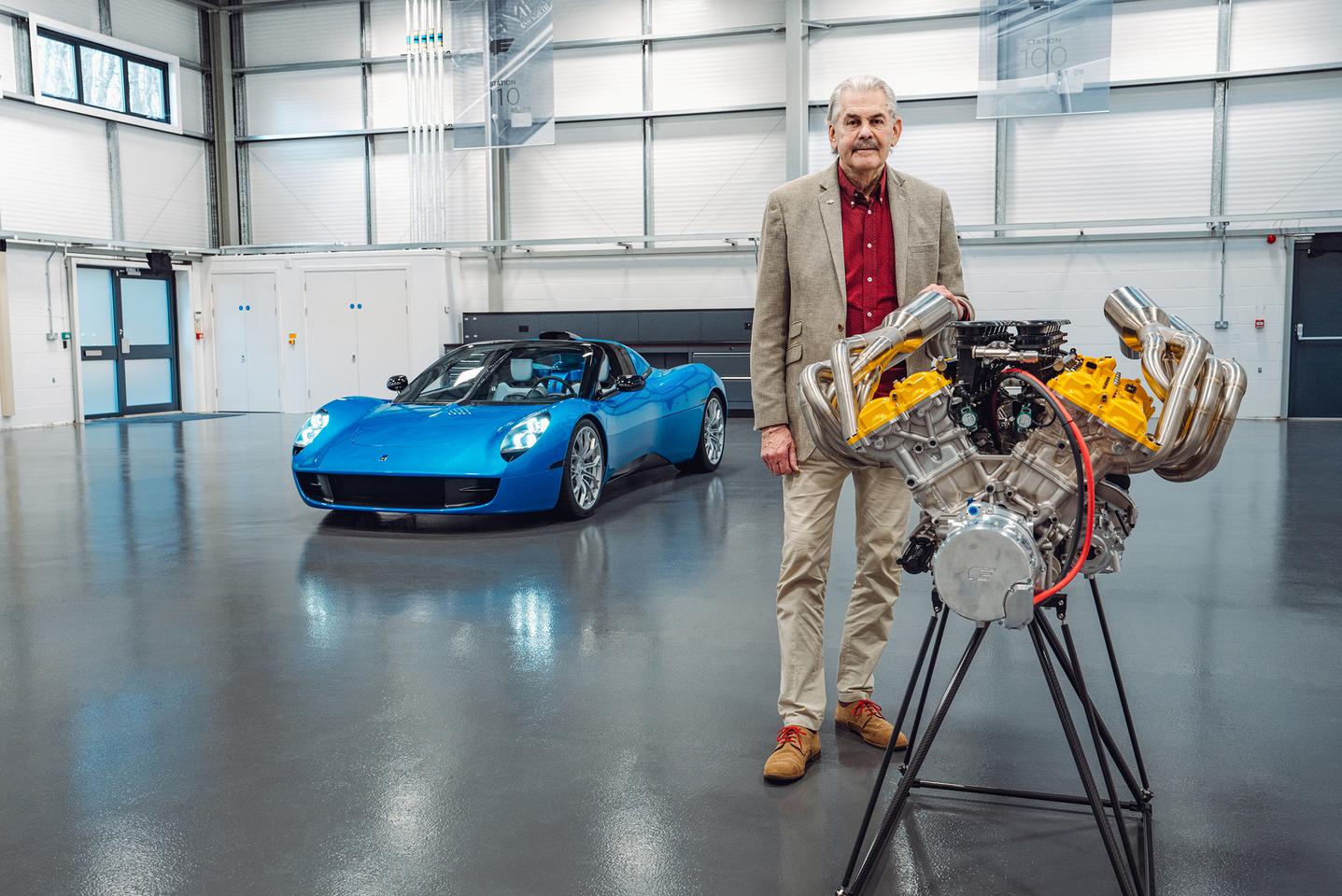 Gordon Murray with the Cosworth V12. Normally, it goes in the car