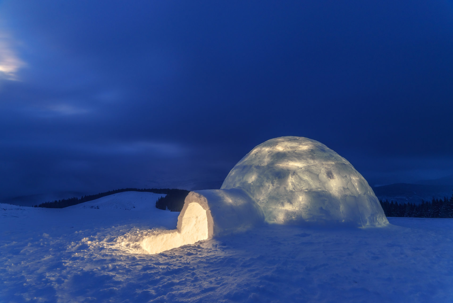snow igloo in the high mountain