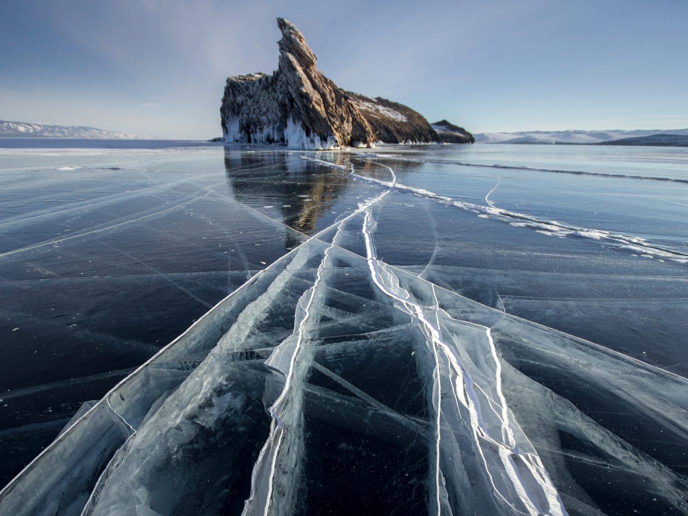 Lake Baikal on a frosty winter day.