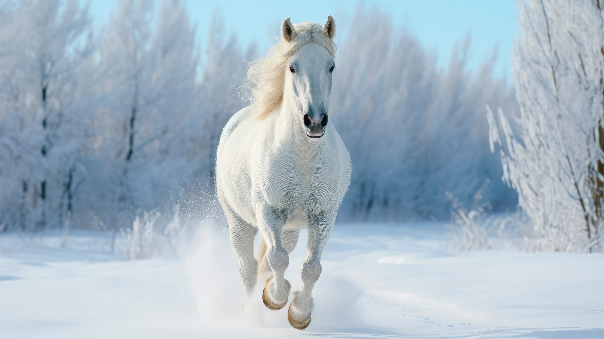 White Horses in Winter Wonderland