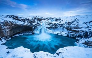 Long exposure of frozen waterfall