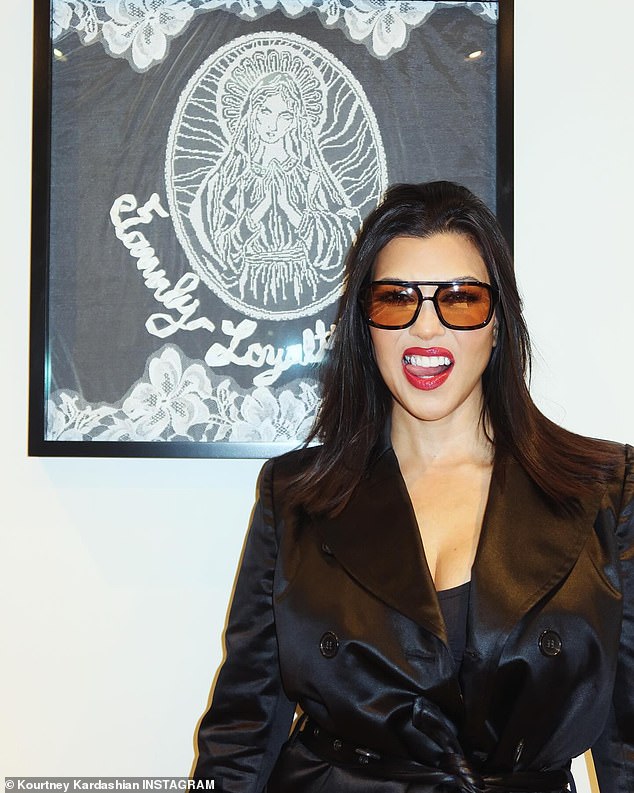 Kourtney Kardashian unveiled an edgy new look in a series of striking Instagram photos as she playfully stuck out her tongue during an impromptu photo shoot