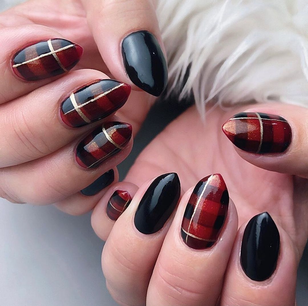 25 Trendy Ideas for Fall Plaid Nails 2024