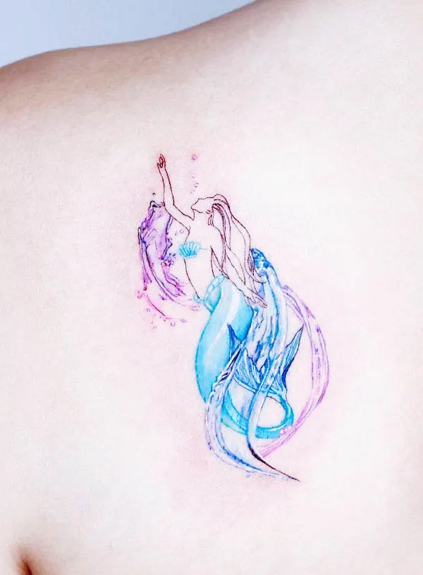 Swimming mermaid tattoo by @guseul_tattoo