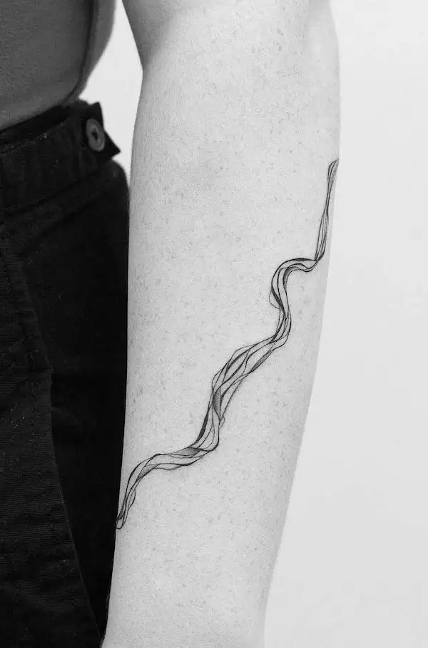 Minimalist water forearm tattoo by @bibi.abelle