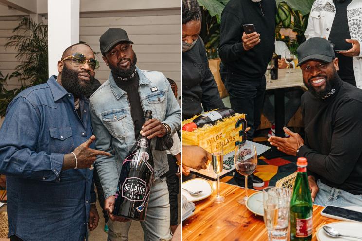 Dwyane Wade with Rick Ross and his cake.